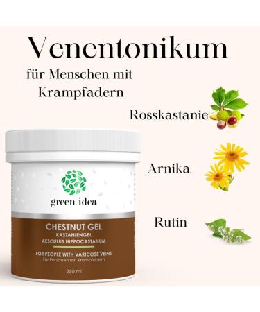Green Idea Rosskastanien Ointment Gel for Varicose Veins - Leg Cream with Arnica Horse Chestnut & Rutin - 250 ml Pack for Spider Veins & Hemorrhoids - Buy Online on GoSupps.com