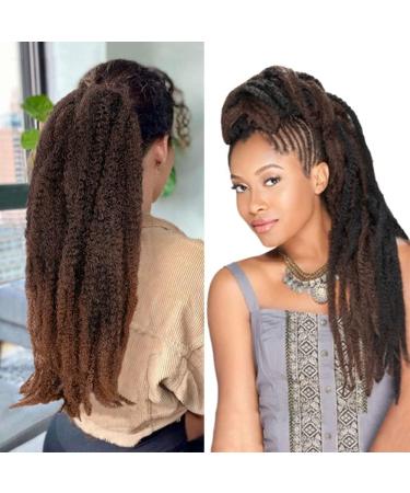 18inch Afro Kinky Curly Ponytail Clip in Wavy Ponytail Extension Marley Hair Piece Drawstring Puff Bun 18 inches 1B/30# - Buy Online on GoSupps.com
