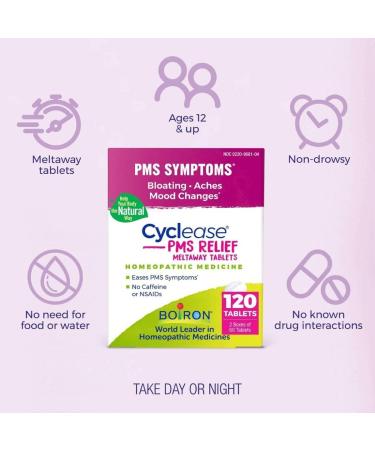 Boiron Cyclease PMS Relief Tablets - 120 Count (2 Pack of 60) | Alleviate Bloating Aches Mood Swings & Irritability - Fast International Shipping - Buy Online on GoSupps.com
