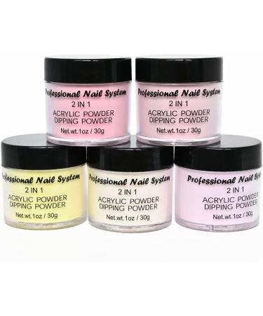 5Colors Acrylic Powder for Nails Art Polymer Tips Builder Pink Yellow nude Nails Professional Acrylic Nail Powders LIQUID28g/oz - (Color: 2) - Buy Online on GoSupps.com