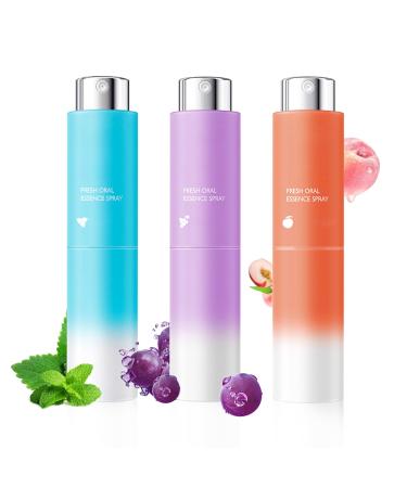 3PCS Breath Fresheners Peach Grape Mint Flavors Fresh Breath Spray for Oral Care Travel Size Mouth Rinse Fresheners Refreshing Mini Mouth Sprays for Carrying Around