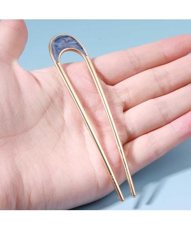 Yheakne Natural Shell-Haired U-Shaped Sponge Hairpin - Perfect for Updos Chignons & French Styles | 2 Tines Hair Fork - Buy Online on GoSupps.com