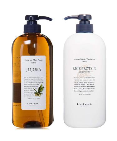 Lebel Natural Hair Soap With Jojoba 720ml & Lebel Natural Hair Treatment Rice Protein 720ml (Green Tea Set)