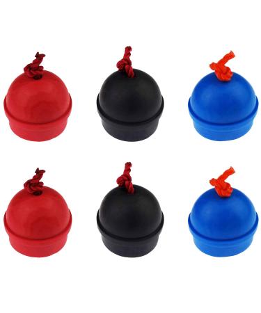 Zelerdo 6 Pack Rubber Pool Billiard Cue Chalk Holders with Cord, 3 Colors 6 Pack Red Black Blue