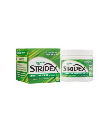 Stridex Daily Care Acne Pads with Aloe Sensitive Skin - 55 ct 55 Count (Pack of 1)