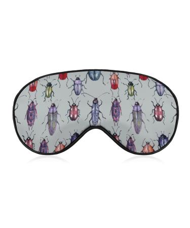 Beetle Insect Bug Sleep Mask Eye Cover for Sleeping Blindfold with Adjustable Strap Blocks Light Night Travel Nap for Men Women