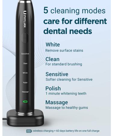Sonic Electric Toothbrush for Adults & Kids - 8 Heads Wireless Charging Travel Case | Phylian H15 Sound Toothbrush - Buy Online on GoSupps.com