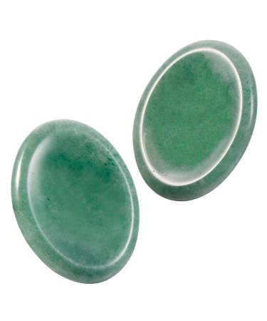 Nupuyai 2pcs Green Aventurine Oval Thumb Worry Stone Set Energy Crystal Pocket Palm Stone for Healing Anxiety Stress Relief Reiki Therapy 45x35mm #6-green
