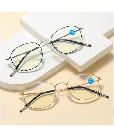 High-Resolution Full-Frame Metal Reading Glasses for Men & Women - Retro Style with Light for Seniors | Gold Frame Size 3.00 - Buy Online on GoSupps.com