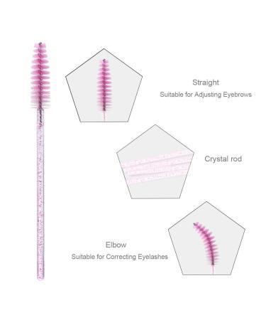 Elisel 100pcs Disposable Mascara Brushes with Container - Makeup Applicators for Eyelash Extensions and Eyebrow Brush - Crystal Pink - Buy Online on GoSupps.com