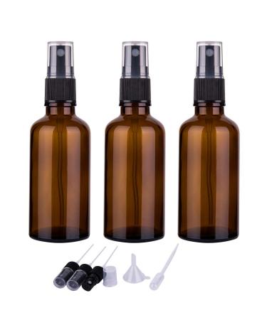 2oz Amber Glass Spray Bottles for Essential Oils, Small Empty Spray Bottle, Fine Mist Spray, Set of 3 Black Amber