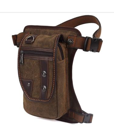 Hebetag Canvas Drop Leg Bag- Outdoor Tactical Waist Pack #03Brown - Buy Online on GoSupps.com