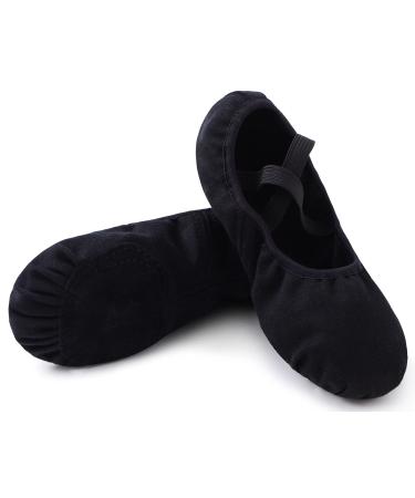 Acfoda Children Adult Ballet Shoes Ballet Slippers with Split Leather Sole Size 22-44 35 EU Elastic Black