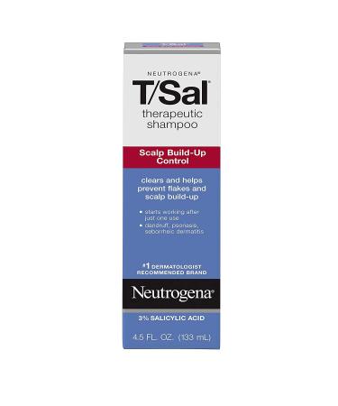 Neutrogena T/Sal Therapeutic Shampoo for Scalp Build-Up Control with Salicylic Acid Scalp Treatment for Dandruff Scalp Psoriasis & Seborrheic Dermatitis Relief 4.5 fl. oz (Pack of 2)