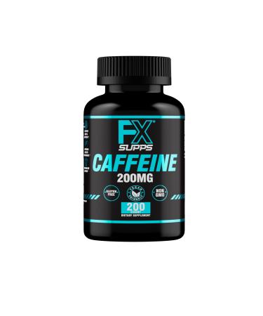 FXSUPPS Caffeine 200mg Capsules 200 Count Energy Support Supplement for Men and Women Supports Alertness and Focus 200 Count (Pack of 1)