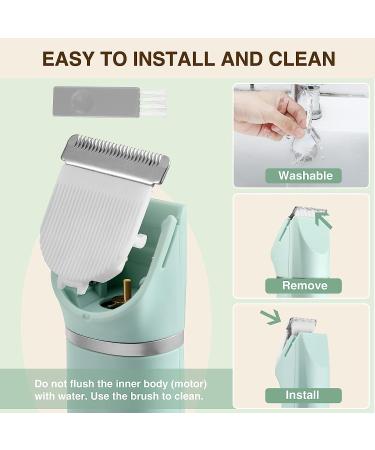 Rechargeable Bikini Trimmer for Women - Painless Body Hair Removal Shaver with Ceramic Blades | IPX7 Waterproof | Wet and Dry Use - Light Green - Buy Online on GoSupps.com