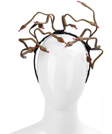 AOVNA 2 Pieces Medusa Costume Accessory Snake Headpiece Golden Snake Sceptre Medusa Headband for Dress Up Halloween Role-playing - Buy Online on GoSupps.com