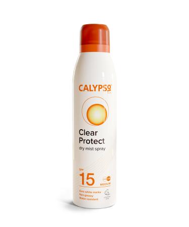 Calypso Clear Protect Dry Mist Spray SPF15 | Water Resistant sun spray | Non-greasy sun protection | Continuous Spray | 175ml 175 ml (Pack of 1) - Buy Online on GoSupps.com