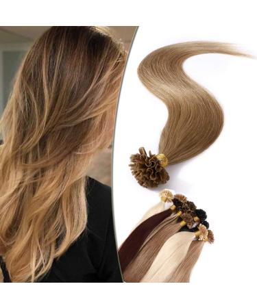 SEGO 40 cm Extensions Real Hair Bondings Keratin U-Tip Remy Human Hair Hair Extension 50 Strands Honey Blonde#27 16"(40cm)-50g