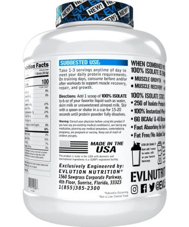 Evlution Nutrition 100% Whey Isolate Protein Powder - 25g Fast Absorbing Protein, No Sugar, Low-Carb, Gluten-Free - Vanilla Ice Cream 5lb - Buy Online on GoSupps.com