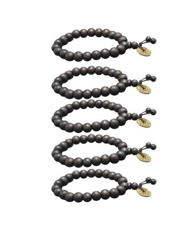 Oralgos set with 5 Buddhist bracelets handmade pearls imitation black peach pearls hand chain accessories for teenagers wood