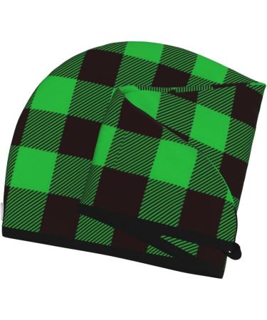 Buffalo Plaid Green Black Microfiber Hair Towel | Super Absorbent Coral Velvet Wrap for Long Curly & Thick Hair - Quick Dry Cap for Women - Buy Online on GoSupps.com