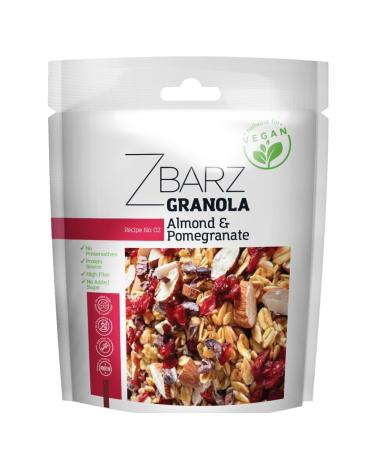 ZBARZ Zbarz Vegan Grain Protein Granola & No Added Sugar (Alammond Pomegranate 200g) - Keto Knusper Muesli Breakfast for Weight Loss and Workout - Crunchy Cereal Made from