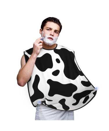 Cow Print Shaving Bib Gifts for Dad Waterproof Animal Print Beard Apron One Size Fits All
