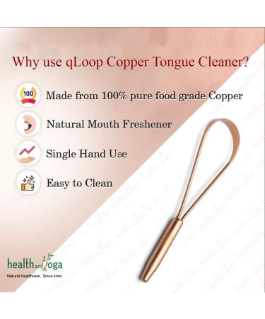 Qloop Copper Tongue Cleaner - Ayurvedic Oral Hygiene Tool for Fresh Breath - Single-Handed Operation & Larger Surface - Set of 2 - Buy Online on GoSupps.com