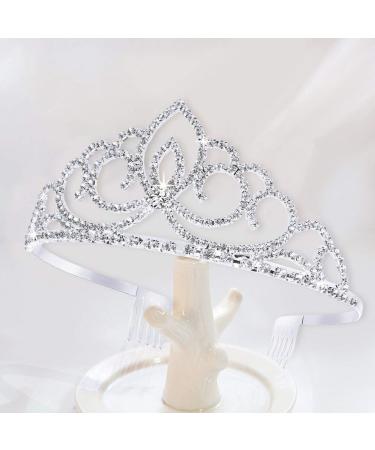 Didder Silver Crystal Tiara for Girls & Women - Rhinestone Princess Crown Headband for Bridal, Wedding, Birthday Party - Style B - Buy Online on GoSupps.com