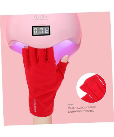 Healeved 2 Pairs Nail Gloves Anti Sun Glove Nail Art Hand Protector Sun Gloves Fingerless Glove Professional Nail Lamp Hand Protection Gloves Shield Glove Mj03 Polyester Anti-uv Dryer Red - Buy Online on GoSupps.com