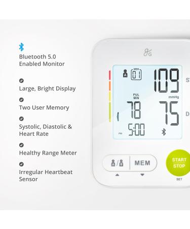 Bluetooth Blood Pressure Monitor - Greater Goods Upper Arm BP Machine for Home Use | Wide Range Cuff (8.7 16.5 in) & Heart Rate Detection - Buy Online on GoSupps.com