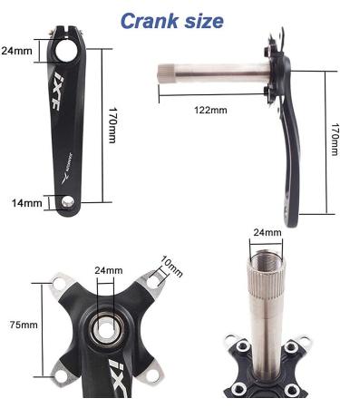 Bike Crank Arm Set 170mm 104 BCD with Bottom Bracket Kit - MTB BMX Road Bicycle - Shimano FSA Gaint Compatible - 32T/Black - Buy Online on GoSupps.com