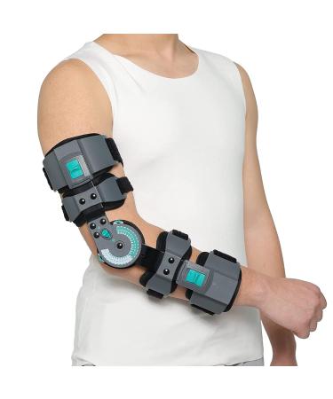 Hinged Elbow Brace - Adjustable ROM Post-Op Arm Splint with Sling Stabilizer for Injury Recovery | Pain Relief for Men & Women (Right - Buy Online on GoSupps.com