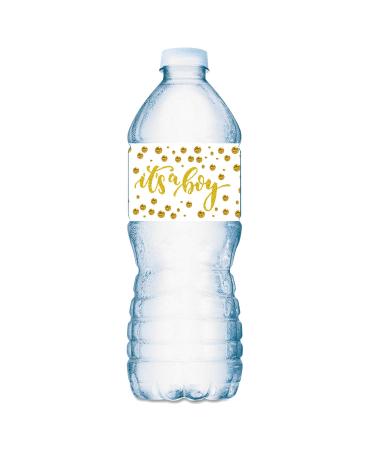 25 Gold It s a Boy Oh Baby Water Bottle Labels  Baby Shower Set of 25 Waterproof Water Bottle Wrappers Decorations  Gold and White.