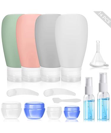 14 Pack Travel Bottles Set for Toiletries 3oz Leak Proof Travel Size Toiletries Squeeze Travel Size Bottles for Shampoo Body Wash Lotion Travel Accessories Kits for Hotel Gym Travelling Bathroom - Buy Online on GoSupps.com