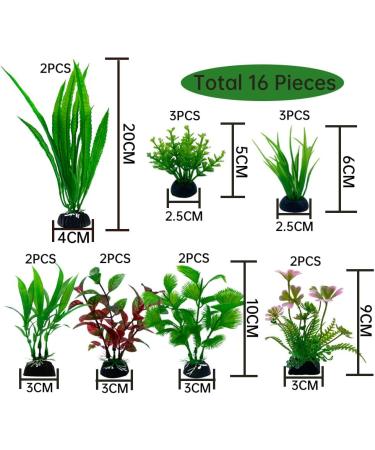 16 PCS Lancare Aquarium Plants Decoration - Artificial Green Aquatic Plants for Aquariums - Perfect for Stunning Underwater Landscapes - Buy Online on GoSupps.com