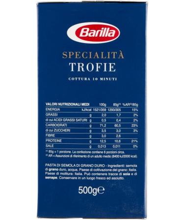  Italian Gourmet E.R. Pack of 10 Barilla Specialit Trofie Liguri pasta 100% Italian noodles 500g + Italian gourmet polpa 400g - Buy Online on GoSupps.com