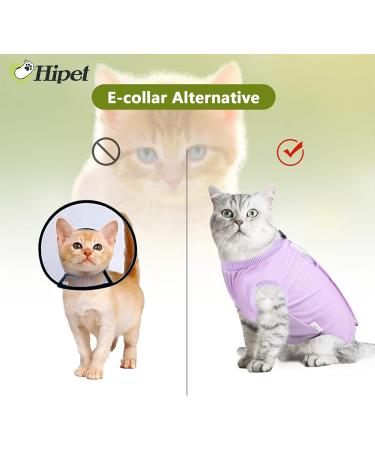 Hipet Cat Surgical Suit for Belly Wounds | Replacement e-Collar & Cone | Anti-Licking Recovery Vest for Cats - Size S Violet - Buy Online on GoSupps.com