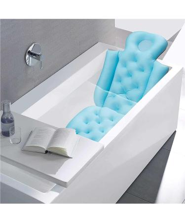 Full Body Bath Pillow with Head and Tailbone Support | Non-Slip Bath Tub Mat | 93x40cm Blue - Buy Online on GoSupps.com