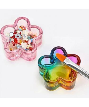 4 Pcs Crystal Flower Shape Nail Art Acrylic Liquid Powder Glass Dappen Dish Clear Glass Cup for Acrylic Nail Art Tools colorful - Buy Online on GoSupps.com