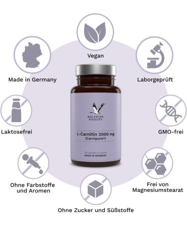 L-Carnitine 2000 mg - 120 Vegan Capsules | Raw Material Carnipure by Lonza | High-Dosed Laboratory Tested Made in Germany - Boost Your Vitality! - Buy Online on GoSupps.com