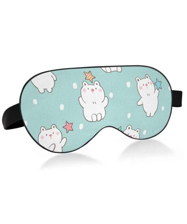 Haskirky Light Blocking Eye Mask Breathable and Adjustable Adult Men and Women Travel on Business Trips Yoga Meditation Light Smooth Comfortable Eye Mask Office Deep Sleep Goodies Cute Bears and St