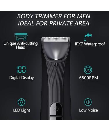 Men's Pubic & Body Hair Trimmer - Waterproof Groomer with LED Light & Ceramic Blade - Electric Razor for Private Parts - USB Rechargeable - Perfect Gift for Him/Dad - Buy Online on GoSupps.com