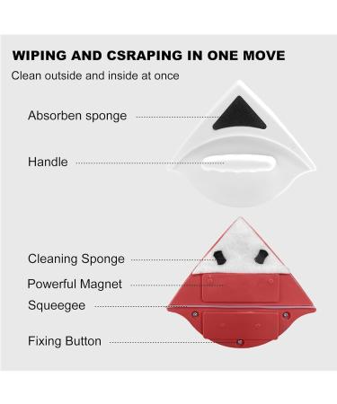 Double-Sided Magnetic Window Cleaner for Double Layer Windows - Enhanced Powerful Magnets, Anti-Drop, Scratch-Free, Water Storage - Red 15-24mm - Buy Online on GoSupps.com