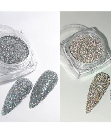 Holographic Nail Glitter - Reflective Laser Silver Nail Powder for Women & Girls - Shiny Pigment in Blue, Purple, Gold - Diamond Sequin Design - Nail Art Decor - Buy Online on GoSupps.com