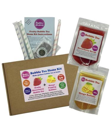 Fruity Strawberry with Mango Popping Bobas Bubble Tea Kit 3 to 6 Drinks Strawberry and Mango - Buy Online on GoSupps.com