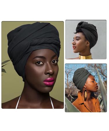 Harewom Stretchy Head Wraps for Black Women - Denim Blue & Grey 2pc Set - Buy Online on GoSupps.com