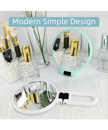 Dolovemk Travel Makeup Mirror with Stand | Double Sided Folding Hand Held Mirror | 10x Magnification | White - Buy Online on GoSupps.com
