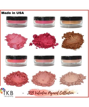 TKB Valentine Pigment Collection - 6 Jars of Cosmetic Grade Pigment for Lip Gloss, Soap, Nail Polish, Makeup - Made in USA - Buy Online on GoSupps.com